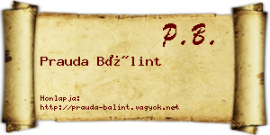 Prauda Bálint névjegykártya