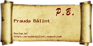 Prauda Bálint névjegykártya